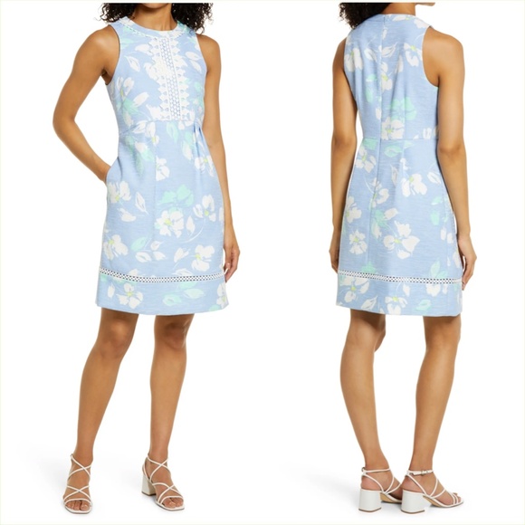 Eliza J Dresses & Skirts - ELIZA J Floral Sleeveless A-line Dress In Blue/ White